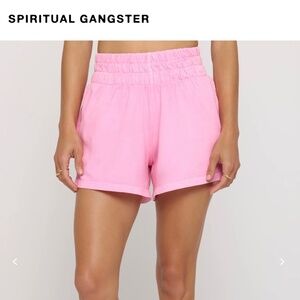 MSRP $98 NEW Spiritual Gangster Women's Kia Mid Rise Short XS NEON ROSE